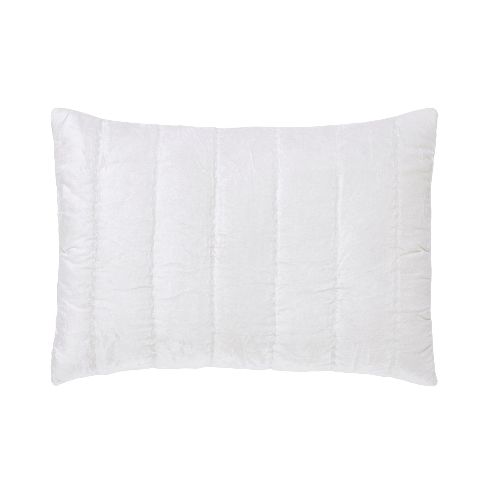 SS-337-2026-LOT1_1|Soft white quilted pillow with vertical channel stitching, perfect for adding clean lines and plush comfort to your bed.