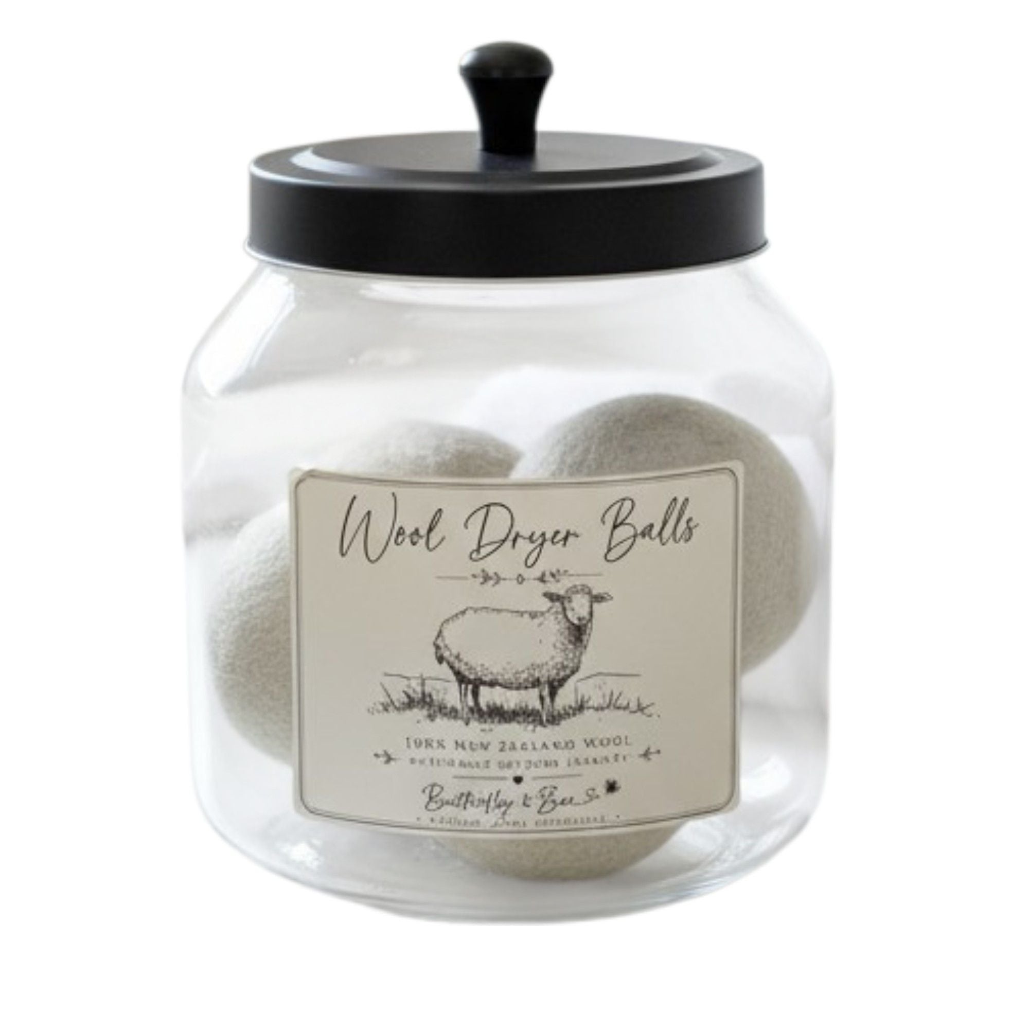 Extra Large New Zealand Wool Dryer Balls in Reusable Glass Storage Container