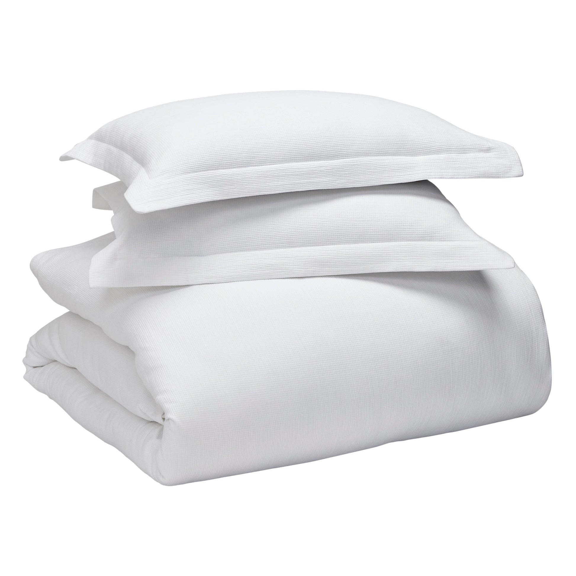 DT-067-9092_9|White textured duvet cover set with two matching pillow shams, luxurious and comfortable bedding for a modern bedroom.