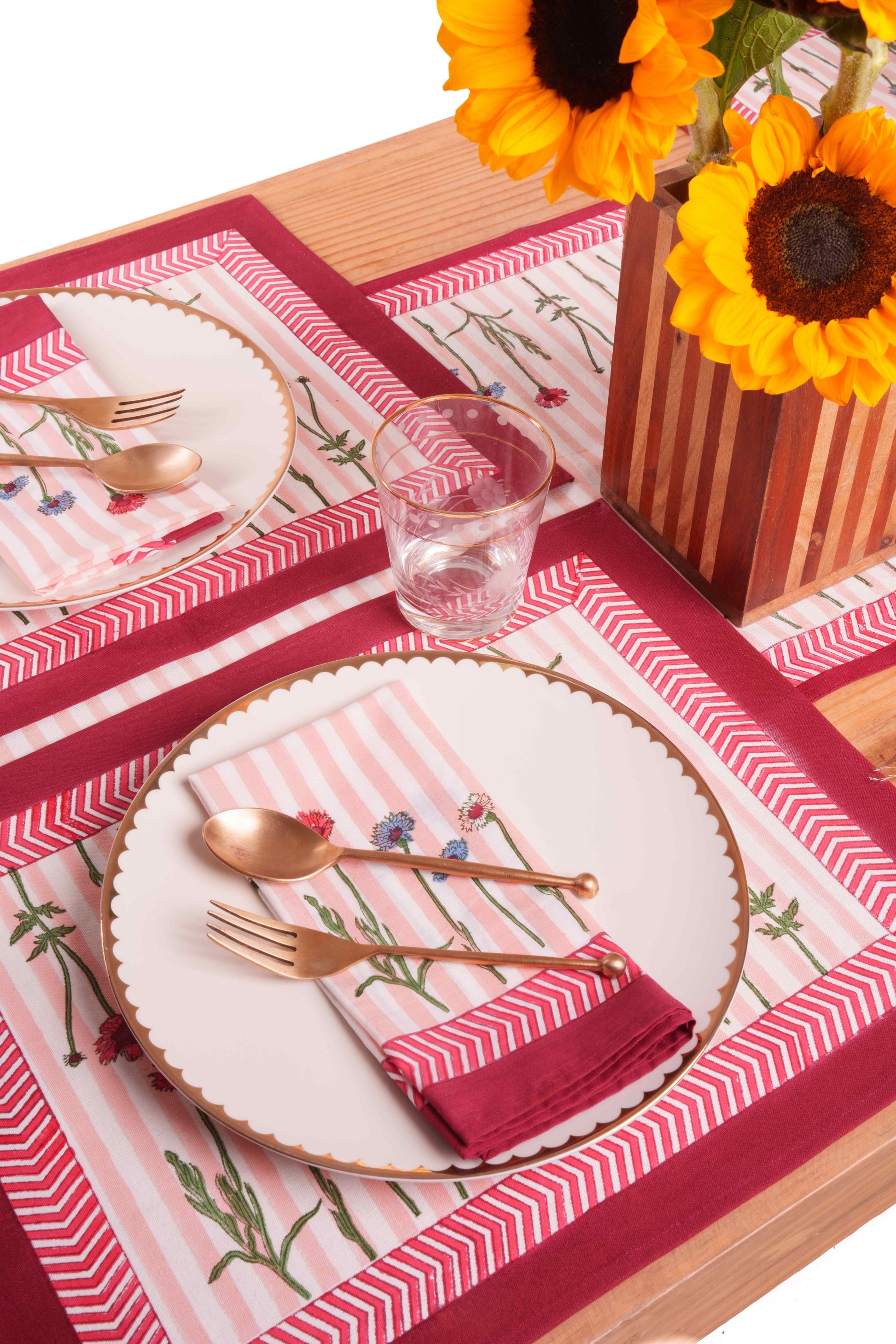 Wildflower blockprint placemat with table setting - Inner Child