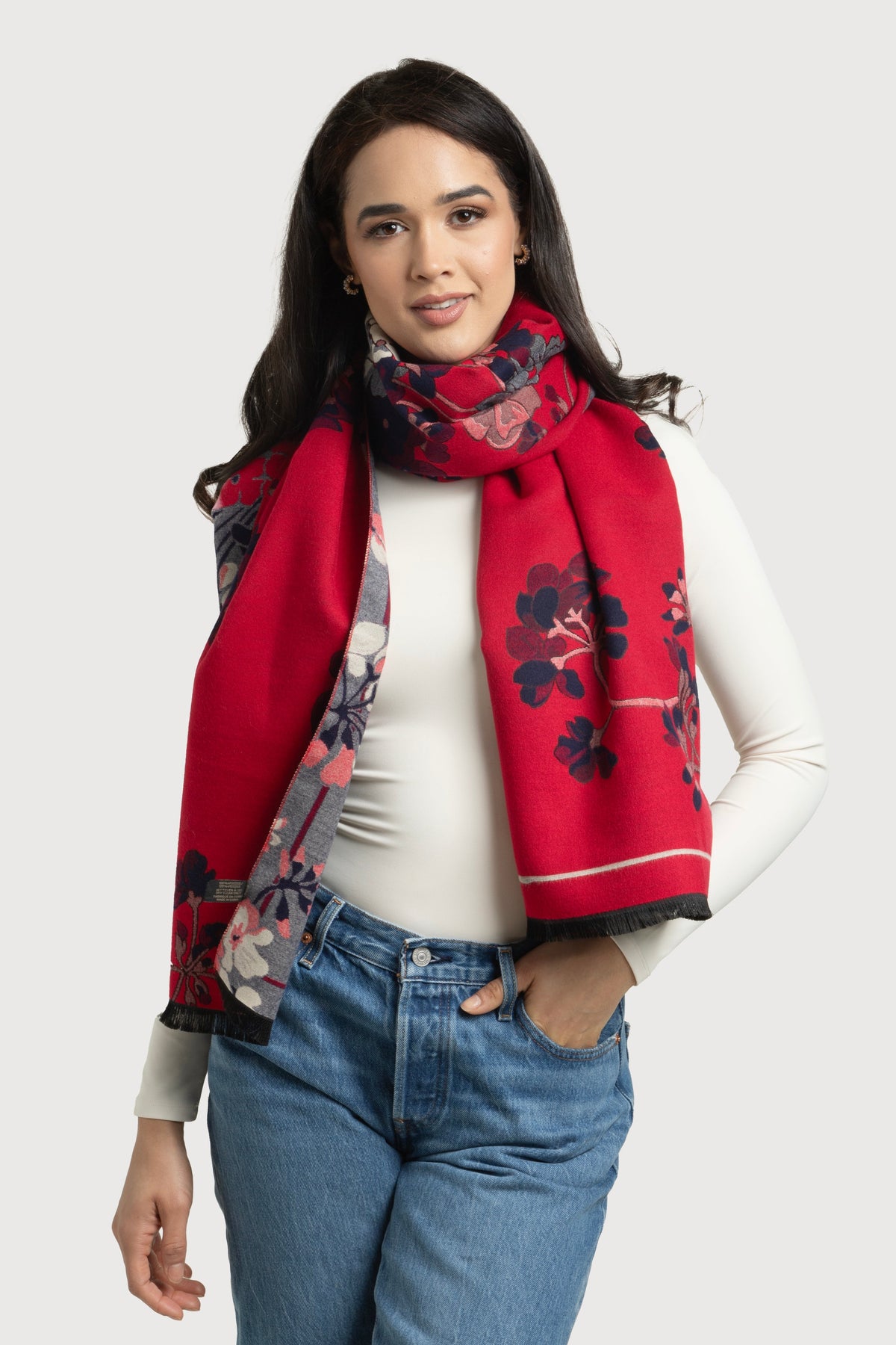 Reversible Denim Scarf - Gray