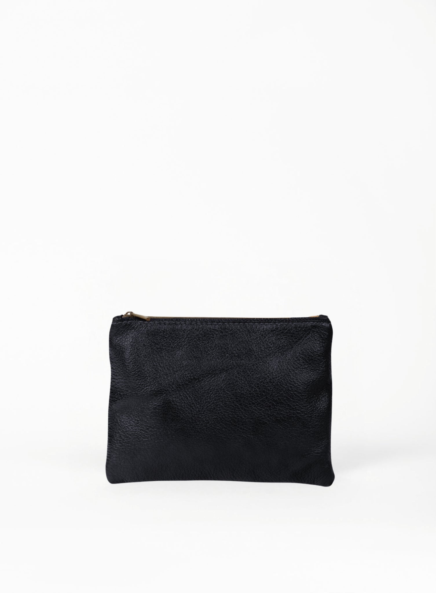 large pouch from ethically crafted accessories in black showcasing back view.