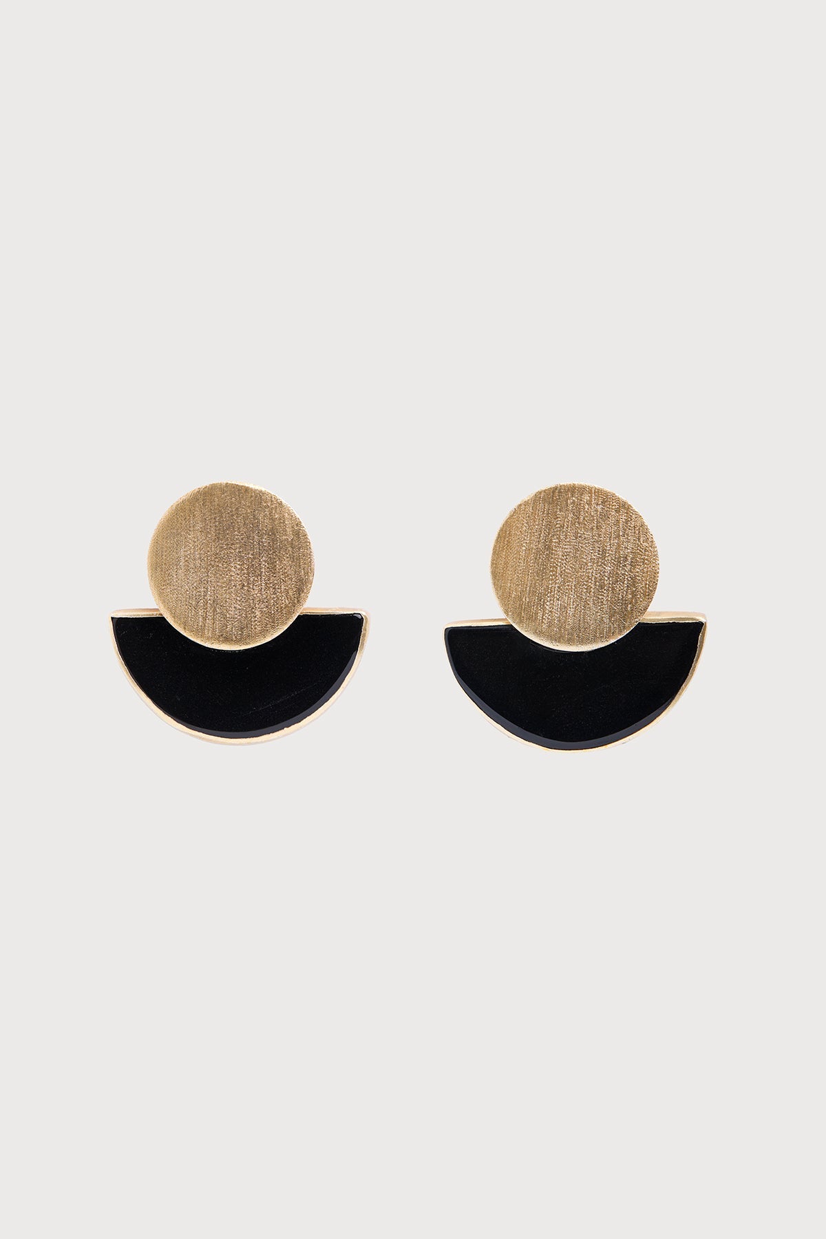 Geometric Half-Moon Earrings - Black