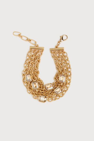 Crystal Cascade Chain Bracelet - Gold