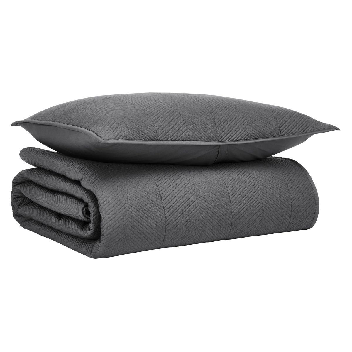 CL-263-9496_5|Dark grey chevron quilted coverlet for a cozy bed. Stylish, soft, and durable bedding for modern bedrooms.