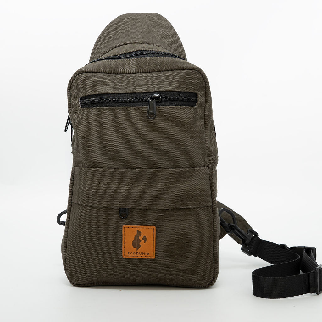 Umoja green canvas crossbody sling bag #color_green