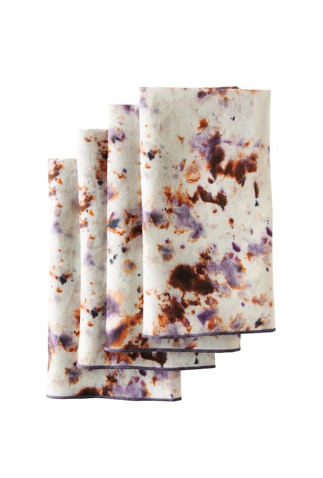 Rose Marble linen dinner napkin set of 4 styled on romantic table setting - Goldie Home