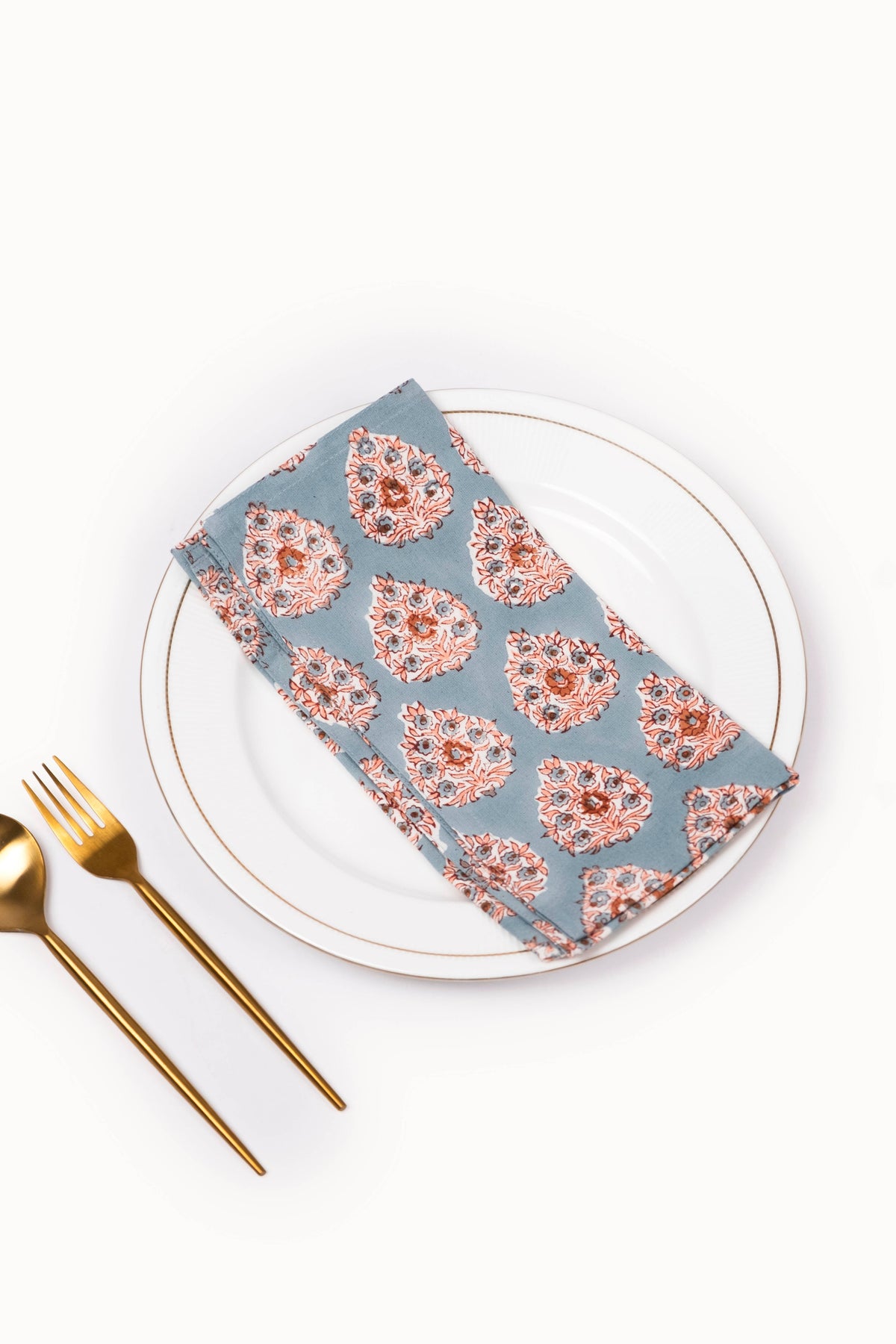 Terracotta Heritage Buta Large Block Print Napkins(Set of 4)
