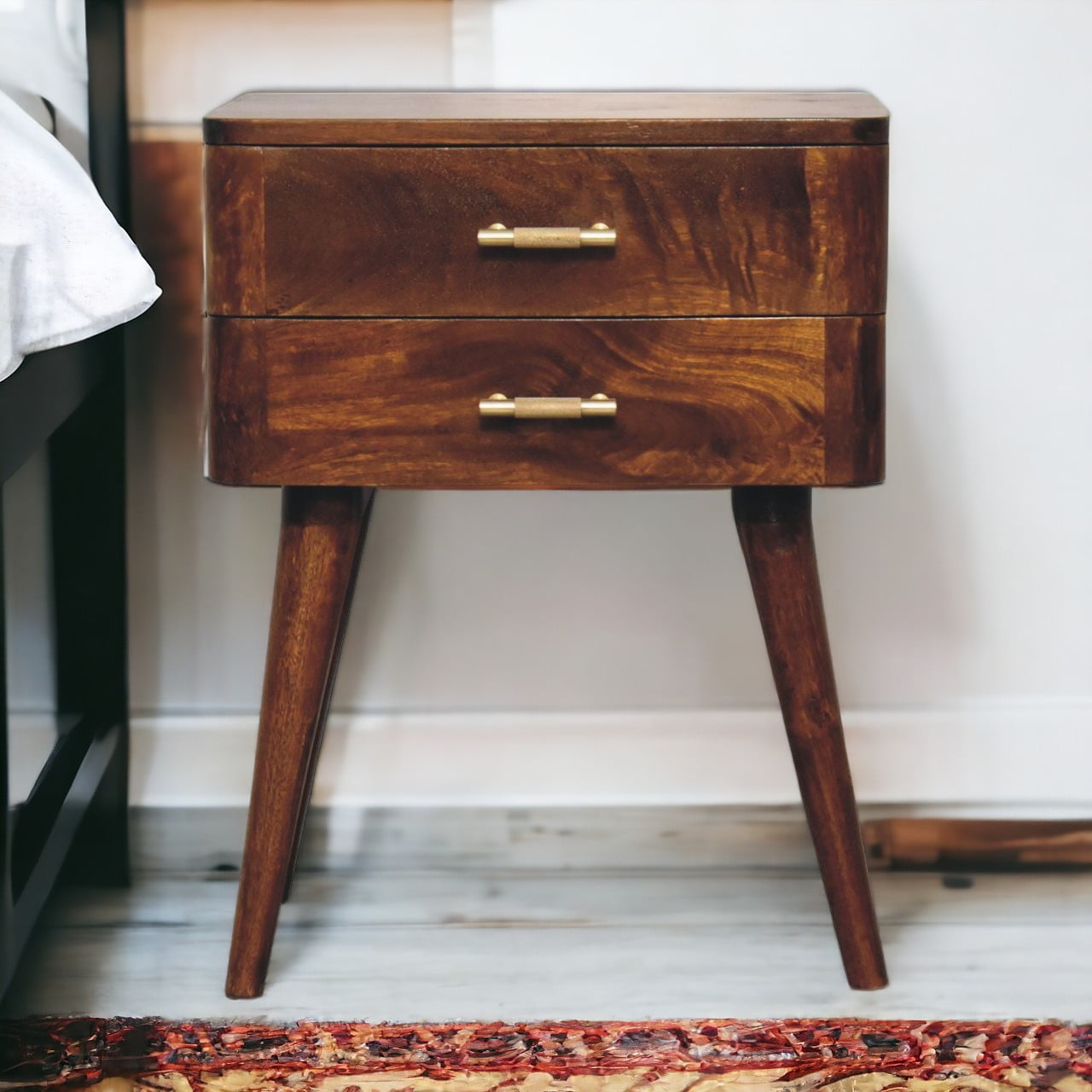 Solid Wood Chestnut T-Bar Nightstand
