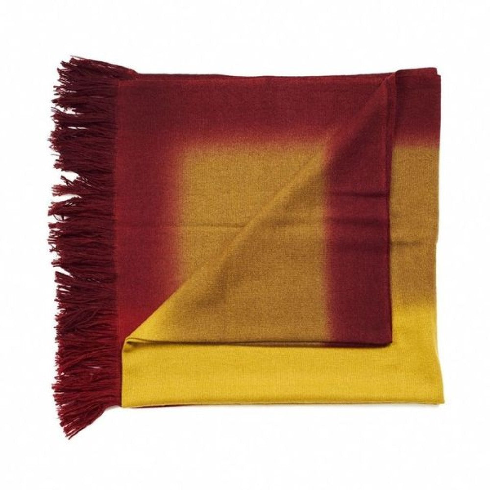 Marigold Merino Ombre Handloom Throw / Blanket Scarf featuring a warm ombre design and hand-rolled fringes.