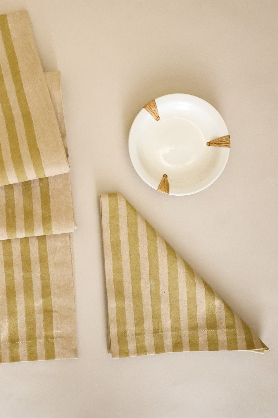 Oh! Stripes (Lime) Block Print Napkins, Set of 4