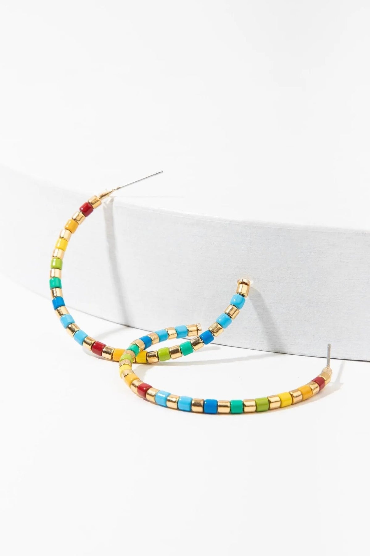 Golden Rainbow Hoop Earrings Light Multi