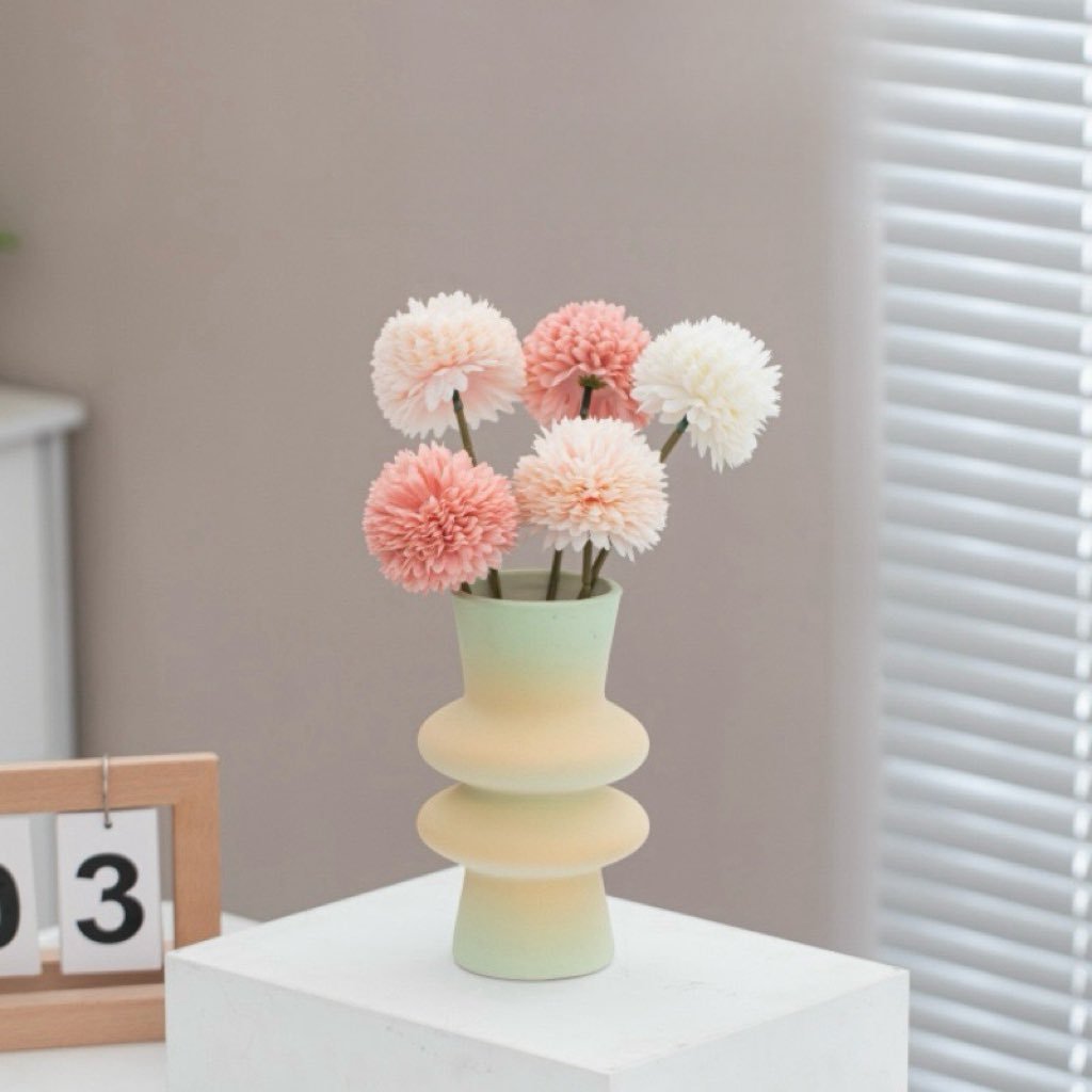 Handmade Ceramic Gradient Vase, Dopamine Geometric Matte Flower Vessels - Vases - Ceramic Gradient Vase-A - INSPECIAL HOME