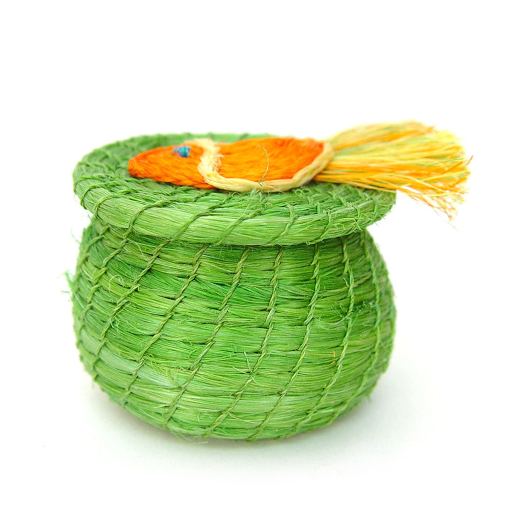 Mbare Swimming Fish Lidded Basket - Thumbnail 2