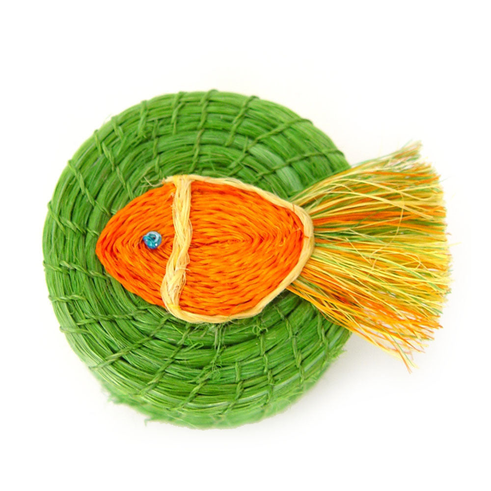 Mbare Swimming Fish Lidded Basket - Thumbnail 4