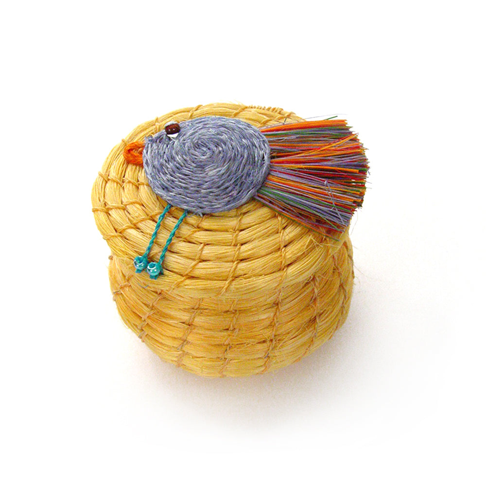 Mbare Singing Birdie Lidded Basket - Thumbnail 3