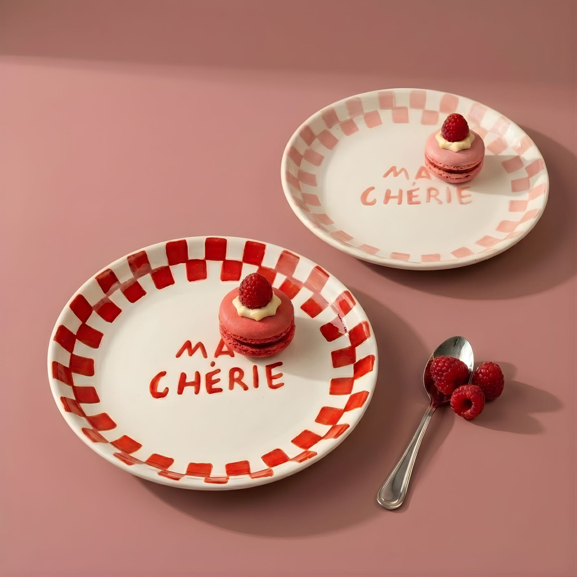 Ma Cherie Pink Ceramic Snack Plate 7x7 Inches Set of 2 - Casa Amarosa