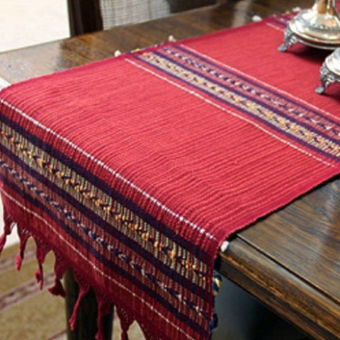 handwoven table runner on table